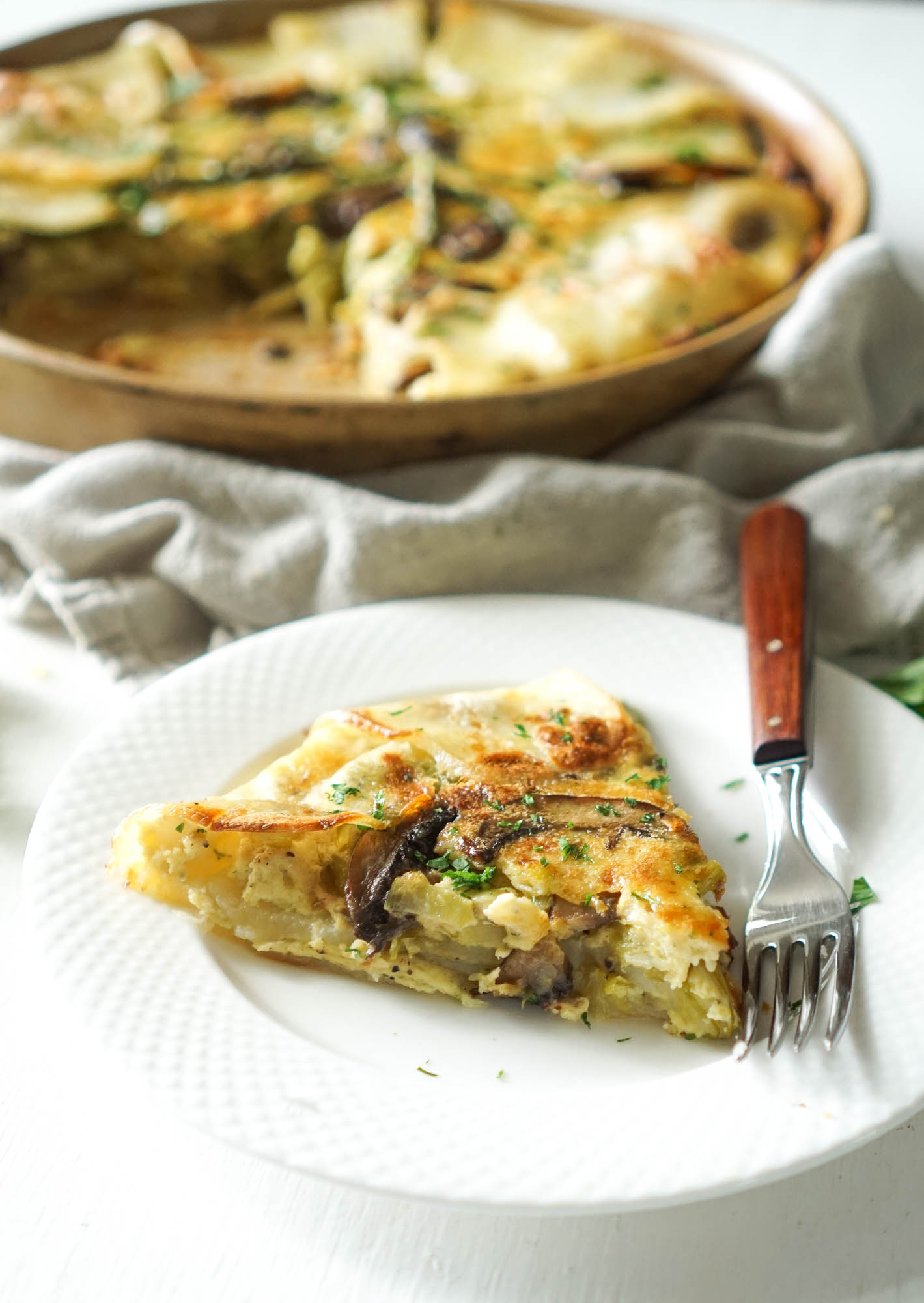 Potato Crusted Quiche with Asparagus & Mushrooms