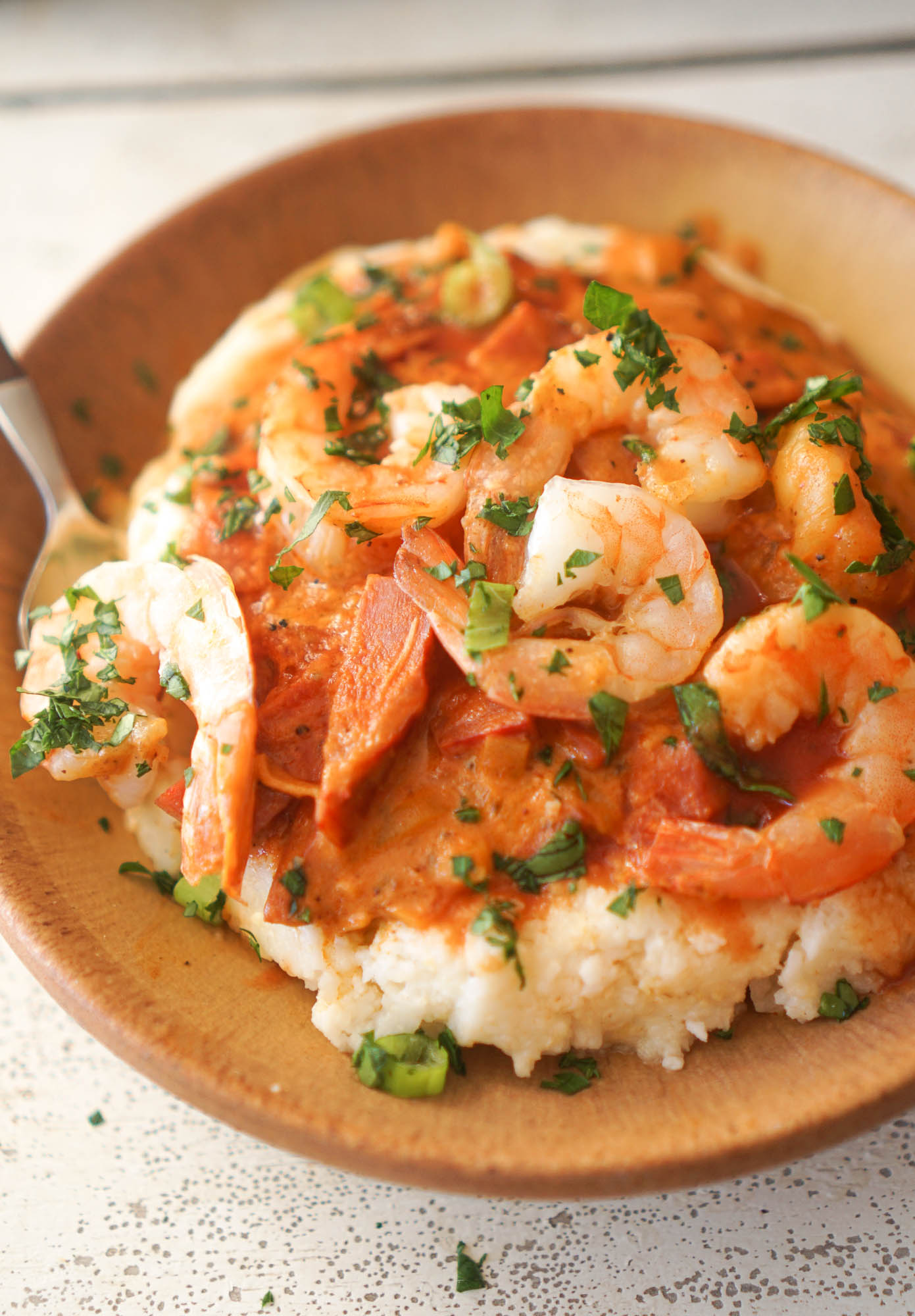 Shrimp & Grits with Spicy Capicola Gravy