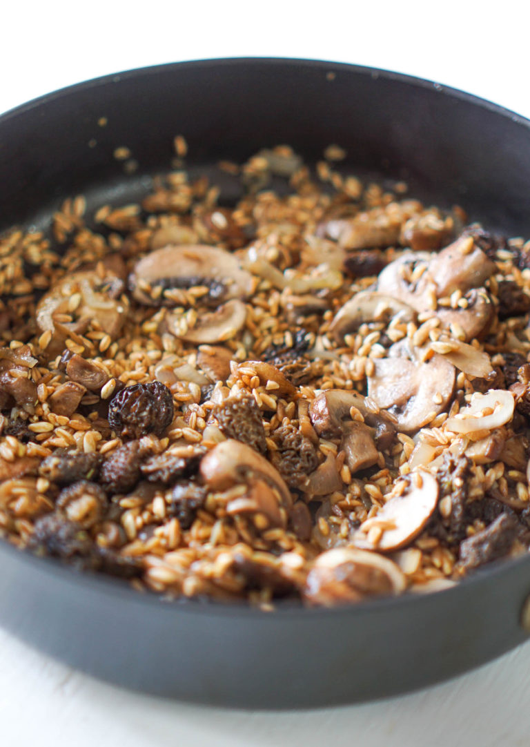 Farro Risotto with Morel Mushrooms & Asparagus